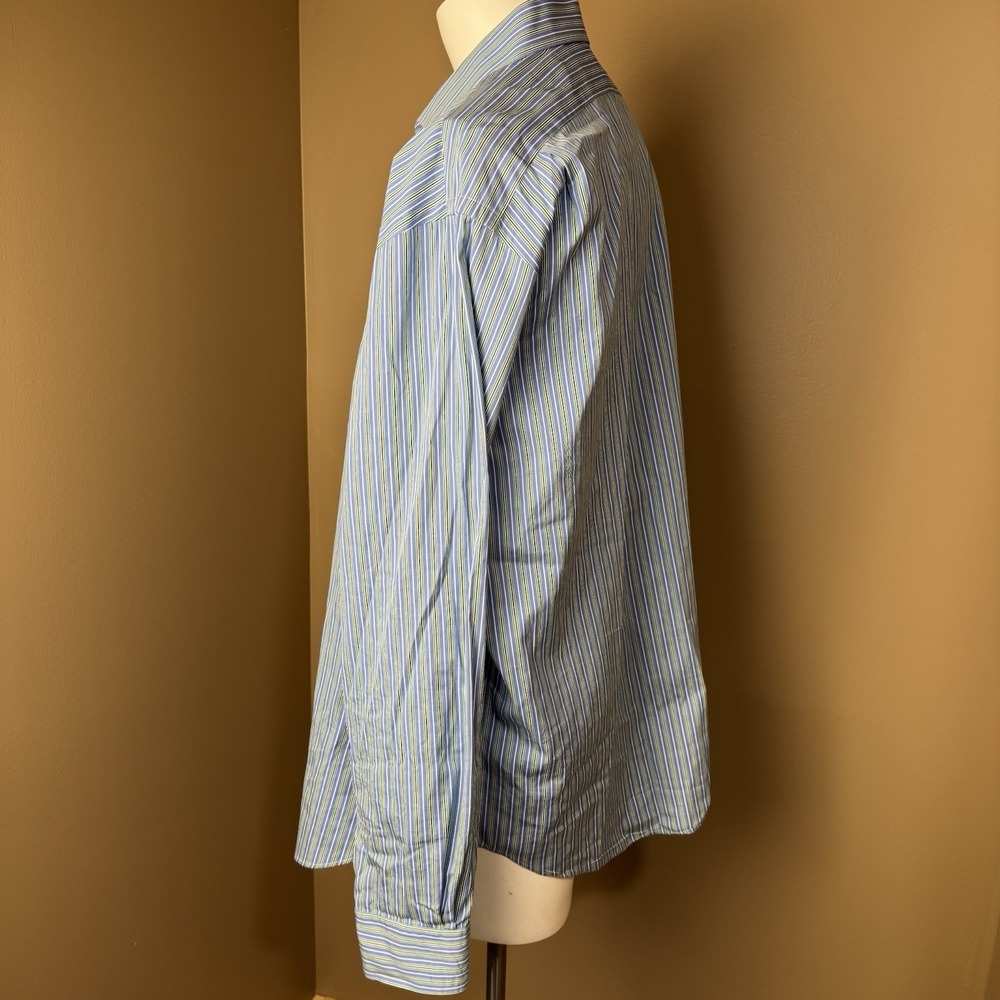 Polo Ralph Lauren Yarmouth Button Down Oxford in Green Yellow Blue Stripe 17 1/2 - Picture 5 of 7
